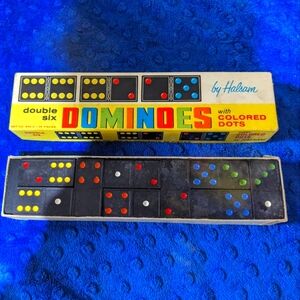 Vintage Halsam | Double Six Colored Dot Dominos | Complete Set 622C